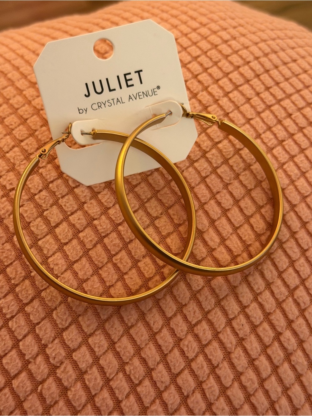 JULIET by Crystal Avenue Matte Gold Hoop Earrings- Large